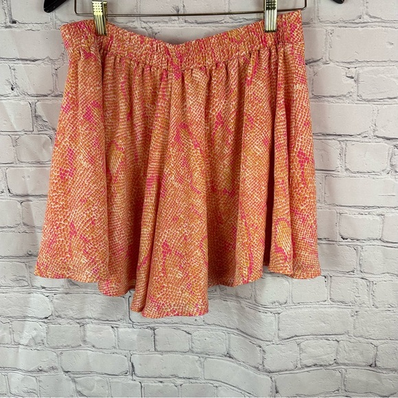 NWT Adrienne bright Orange snake print full flowy high-waisted shorts sz 14/16 - Picture 3 of 8